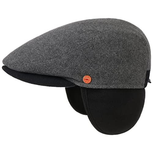Mayser Twotone Earflaps Cap Herren - Made in The EU Wollmütze Schiebermütze Fleecemütze mit Schirm, Ohrenklappen, Futter, Futter Winter Herbst-Winter - 60 cm grau von Mayser