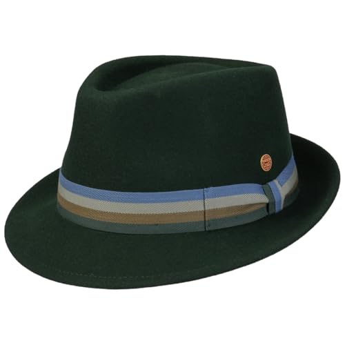 Mayser Four Colour Band Trilby Wollhut Wollfilzhut Wolltrilby Filztrilby Herren - Made in The EU Herbst-Winter Winter - L (58-59 cm) dunkelgrün von Mayser