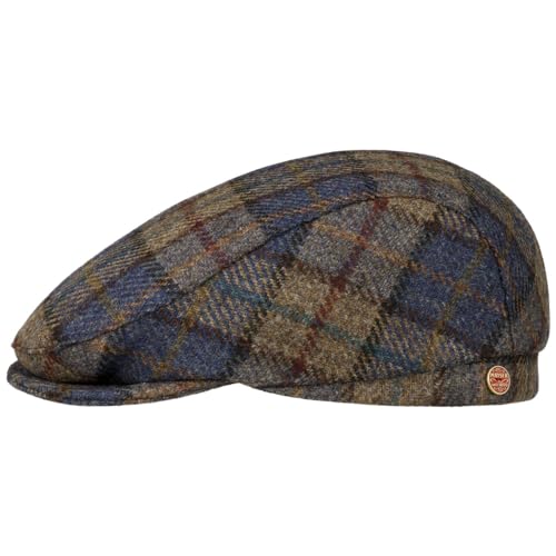 Mayser Frankie Soft Check Shetland Flatcap Schirmmütze Schiebermütze Herren - Made in The EU mit Schirm, Futter Winter Herbst-Winter - 60 cm blau-beige von Mayser