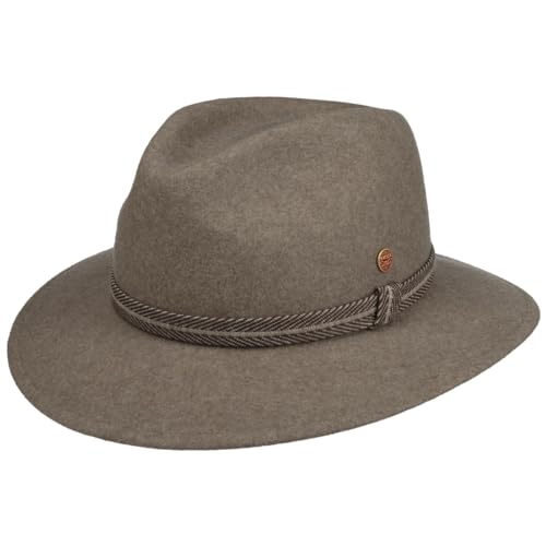 Mayser Gedeon Plus Traveller Wollhut Wollfilzhut Outdoorhut Regenhut Wanderhut Damen/Herren - Made in The EU Winter Herbst-Winter - 60 cm braun-meliert von Mayser