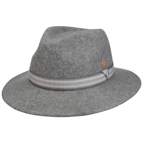 Mayser Gedeon Trekking Wollhut Travellerhut Wanderhut Damen/Herren - Made in The EU Frühling-Sommer Herbst-Winter Frühjahr Sommer Herbst Winter - 55 cm grau-meliert von Mayser