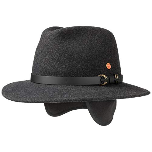 Mayser Georgia Outdoorhut Traveller Filzhut Ledergarnitur Ohrenklappen Herren Herbst Winter Made in EU anthrazit 61 cm von Mayser