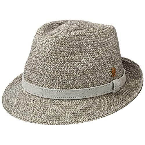 Mayser Hanf-Leinen Trilby Hut Zechbauer UV-Schutz Sonnenhut Sommerhut Strandhut Herrenhut Damenhut Damen/Herren - Made in The EU Strohhut mit Lederband, Lederband Frühling-Sommer - 57 cm grau von Mayser