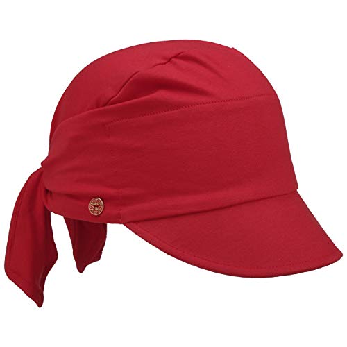 Mayser Hanni Uni Jersey Visor mit Leinen Sonnenvisor Sonnencap Stoffcap Damencap Damen - Made in The EU Schirm Frühling-Sommer - One Size rot von Mayser