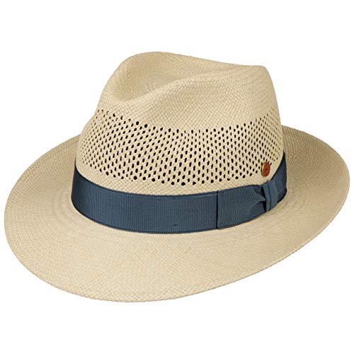 Mayser Imperia Panamahut Herren - Made in The EU Sommerhut Strandhut Bogarthut mit Ripsband, Ripsband Frühling-Sommer - 58 cm Natur-blau von Mayser