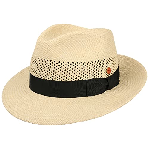 Mayser Imperia Panamahut Herren - Made in The EU Sommerhut Strandhut Bogarthut mit Ripsband, Ripsband Frühling-Sommer Sommer - 54 cm Natur-schwarz von Mayser