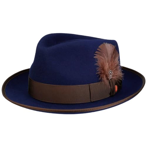 Mayser Jannes Player Wollhut Wollfilzhut Filzhut Damen/Herren - Made in The EU mit Ripsband Herbst Sommer Frühjahr Winter Frühling-Sommer Herbst-Winter - S (54-55 cm) dunkelblau von Mayser