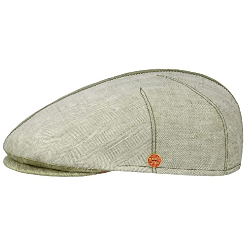 Mayser Jasper Twotone Leinen Flatcap Schirmmütze Schiebermütze Leinencap Herren - Made in The EU mit Schirm, Futter, Futter Sommer Frühling-Sommer - 58 cm grün von Mayser