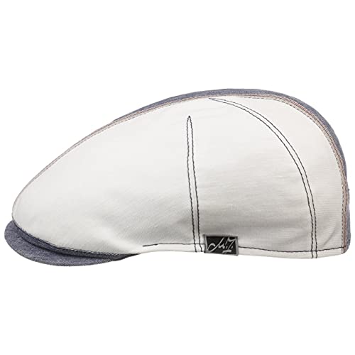 Mayser Jenson Twotone Zechbauer Flatcap Schirmmütze Schiebermütze Leinencap Baumwollcap Herren - Made in The EU mit Schirm, Futter, Futter Frühling-Sommer - 56 cm blau von Mayser