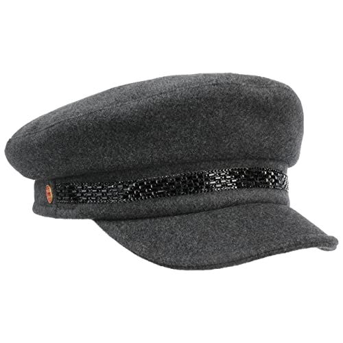 Mayser Kendy Damen Ballonmütze Newsboy Cap Wollcap Damencap Damenmütze Elbseglermütze - Made in The EU mit Schirm, Futter, Futter Herbst-Winter - S (55-56 cm) grau von Mayser