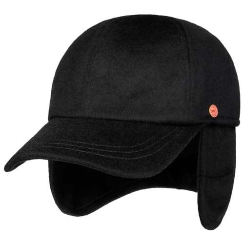 Mayser Lars Earflaps Kaschmircap Herren - Made in The EU Kaschmirmütze Herrenkappe mit Schirm, Ohrenklappen, Futter, Futter Winter Herbst-Winter - 57 cm schwarz von Mayser