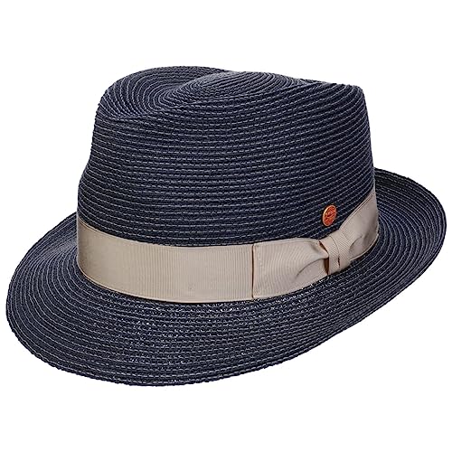 Mayser Maleo Trilby Hanfhut Hanfstrohhut Strohhut Sommerhut Sonnenhut Gartenhut Strandhut Damen - Made in The EU mit Ripsband Frühling-Sommer - L (58-59 cm) dunkelblau von Mayser