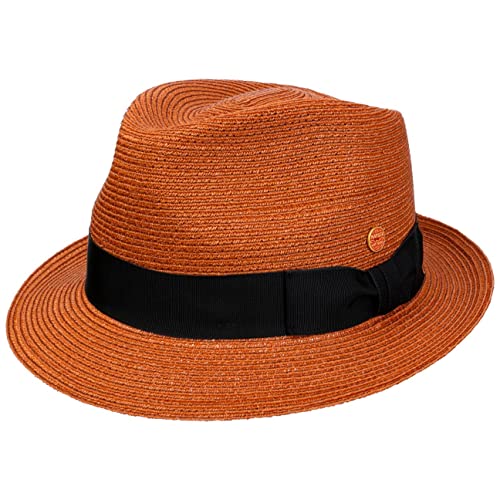 Mayser Maleo Trilby Hanfhut Hanfstrohhut Strohhut Sommerhut Sonnenhut Gartenhut Strandhut Damen - Made in The EU mit Ripsband Sommer Frühling-Sommer - L (58-59 cm) rost von Mayser