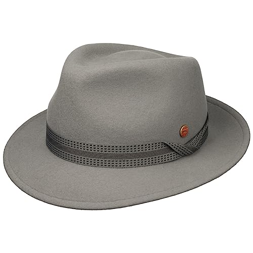 Mayser Maleo Trilby Wollhut Wollfilzhut Wolltrilby Filztrilby Damen/Herren - Made in The EU mit Ripsband Herbst-Winter - M (56-57 cm) grau von Mayser