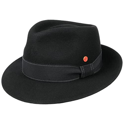 Mayser Manuel Bogarthut Fedora Filzhut Herrenhut Damen/Herren - Made in The EU Wollfilzhut mit Ripsband Frühling-Sommer Herbst-Winter - 57 cm schwarz von Mayser