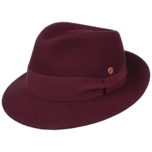 Mayser Manuel Bogarthut Fedora Filzhut Herrenhut Damen/Herren - Made in The EU Wollfilzhut mit Ripsband Frühling-Sommer Herbst-Winter - 58 cm Bordeaux von Mayser