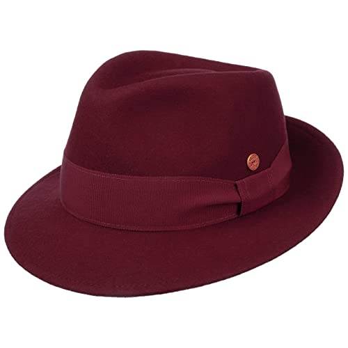 Mayser Manuel Bogarthut Fedora Filzhut Herrenhut Ripsband Handmade Made in EU Damen Herren Sommer Winter Bordeaux 57 cm von Mayser