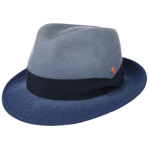 Mayser Manuel Trilby Wollhut Wollfilzhut Wolltrilby Filztrilby Damen/Herren - Made in The EU mit Ripsband Winter Herbst Sommer Frühjahr Frühling-Sommer Herbst-Winter - S (54-55 cm) blau von Mayser