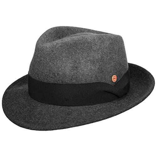 Mayser Manuel Trilby Wollhut Wollfilzhut Wolltrilby Filztrilby Damen/Herren - Made in The EU mit Ripsband Frühling-Sommer Herbst-Winter - S (54-55 cm) grau von Mayser