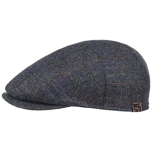 Mayser Marlon Virgin Wool Flatcap Schirmmütze Cap Mütze Wollcap Schiebermütze Wintermütze Wintercap (56 cm - grau-blau) von Mayser