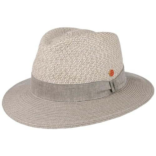 Mayser Mathis Leinen-Mix Hut mit UV-Schutz Strohhut Stoffhut Leinenhut Sommerhut Sonnenhut Damen - Made in The EU Sommer Frühling-Sommer - L (59-60 cm) grau von Mayser