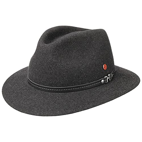 Mayser Mathis Outdoor Trekkinghut Damen/Herren - Made in The EU Filzhut Wollhut Winterhut mit Lederband Frühling-Sommer Herbst-Winter Frühjahr Sommer Herbst Winter - 59 cm anthrazit von Mayser