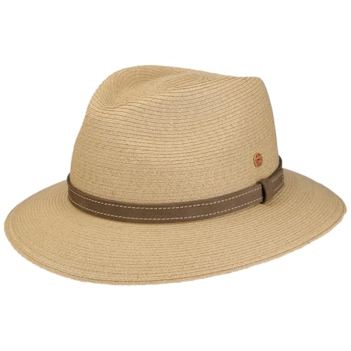 Mayser Mathis Raffiahut mit UV-Schutz Strohhut Sommerhut Sonnenhut Strandhut Damen/Herren - Made in The EU Lederband Frühling-Sommer Sommer - 58 cm Natur von Mayser