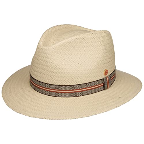 Mayser Mathis Striped Band Strohhut Sommerhut Sonnenhut Gartenhut Strandhut Damen/Herren - Made in The EU Frühling-Sommer - 59 cm Natur von Mayser