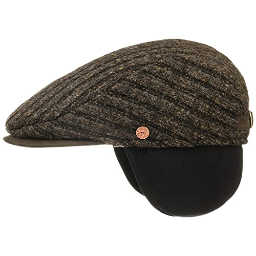 Mayser Matteo Earflaps Flatcap Herren - Made in The EU Wollcap Wintercaps Schirmmützen mit Schirm, Ohrenklappen, Futter, Futter Herbst-Winter - 56 cm braun von Mayser