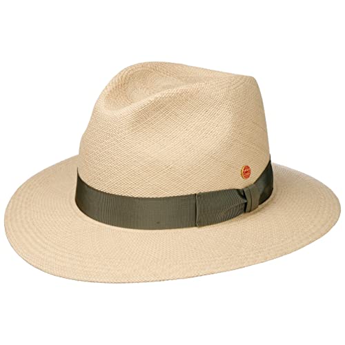 Mayser Menton Panamahut Strohhut Herrenhut UV-Schutz Sommerhut Sonnenhut Damen/Herren - Made in The EU mit Ripsband Frühling-Sommer - 55 cm Natur-grün von Mayser