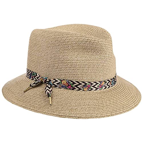 Mayser Nane Crushable Bortenhut Leinenhut Hanfhut Sonnenhut Sommerhut Damenhut Damen - Made in The EU Sommer Frühling-Sommer - L (59-60 cm) beige-meliert von Mayser