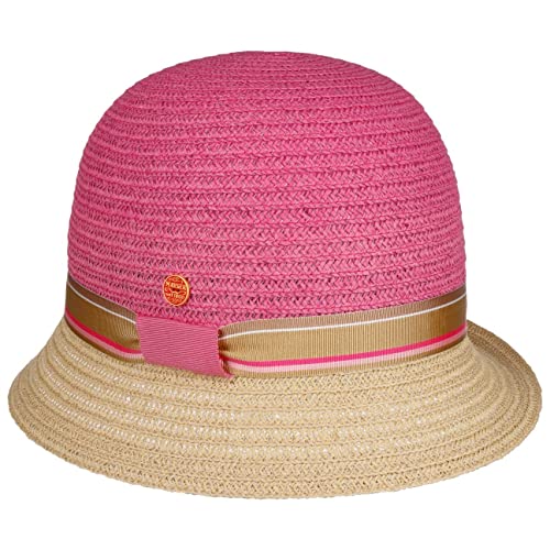 Mayser Nanni Twotone Strohhut Sonnenhut Sommerhut Glockenhut Gartenhut Damenhut Damen - Made in The EU mit Ripsband Frühling-Sommer - One Size pink von Mayser