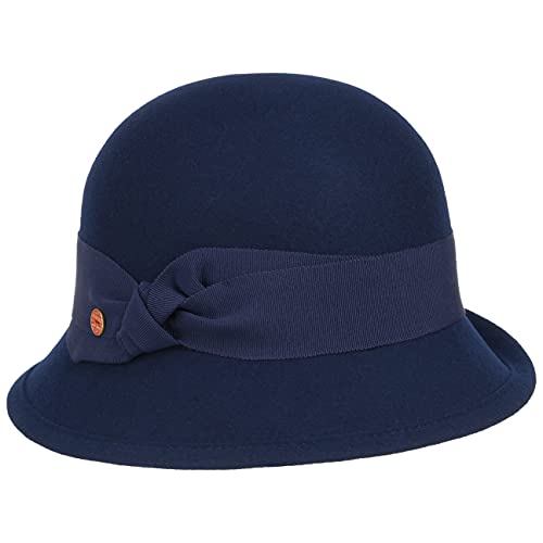 Mayser Nannina Soft Wollhut Damenhut Winterhut Glockenhut Damen - Made in The EU mit Ripsband Winter Herbst-Winter - One Size blau von Mayser