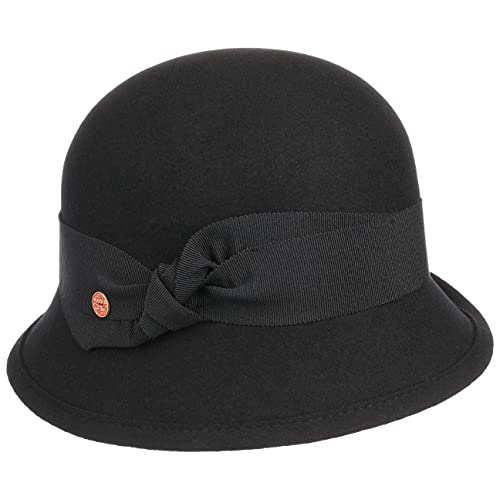 Mayser Nannina Soft Wollhut Damenhut Winterhut Glockenhut Damen - Made in The EU mit Ripsband Winter Herbst-Winter - One Size schwarz von Mayser