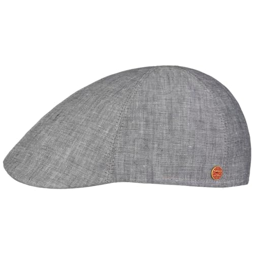 Mayser Paddy Leinen Flatcap Schirmmütze Schiebermütze Herren - Made in The EU mit Schirm, Futter Frühling-Sommer - 57 cm grau von Mayser