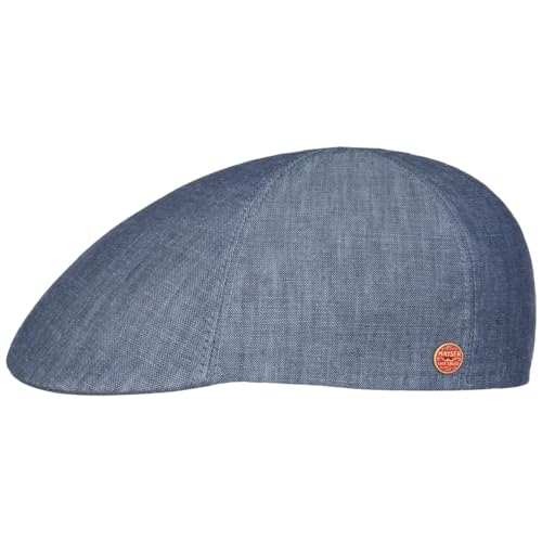 Mayser Paddy Leinen Flatcap Schirmmütze Schiebermütze Herren - Made in The EU mit Schirm, Futter Frühling-Sommer - 58 cm blau von Mayser