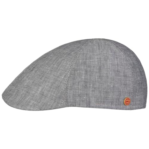 Mayser Paddy Leinen Flatcap Schirmmütze Schiebermütze Herren - Made in The EU mit Schirm, Futter Sommer Frühling-Sommer - 61 cm grau von Mayser