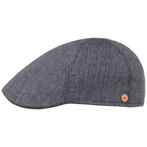 Mayser Paddy Stripes Flatcap Schirmmütze Schiebermütze Leinencap Herren - Made in The EU mit Schirm, Futter Sommer Frühling-Sommer - 58 cm dunkelblau von Mayser