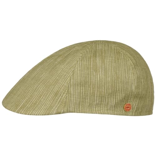 Mayser Paddy Stripes Flatcap Schirmmütze Schiebermütze Leinencap Herren - Made in The EU mit Schirm, Futter Sommer Frühling-Sommer - 62 cm grün von Mayser