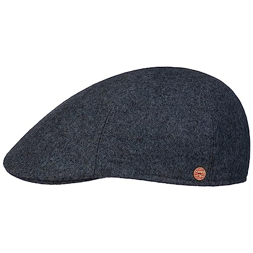 Mayser Paddy Wool Blend Flatcap Schirmmütze Schiebermütze Herren - Made in The EU mit Schirm, Futter, Futter Herbst-Winter - 57 cm blau von Mayser