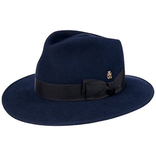 Mayser Pio Haarfilzhut Zechbauer Filzhut Fedora Damen/Herren - Made in The EU mit Futter, Ripsband Winter Herbst-Winter - M (56-57 cm) dunkelblau von Mayser