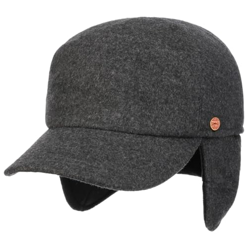 Mayser Premium Ohrenwärmer Baseballcap Damen/Herren - Made in The EU Wollcap Sportkappe Basecaps mit Schirm, Ohrenklappen, Futter Herbst-Winter - 57 cm anthrazit von Mayser