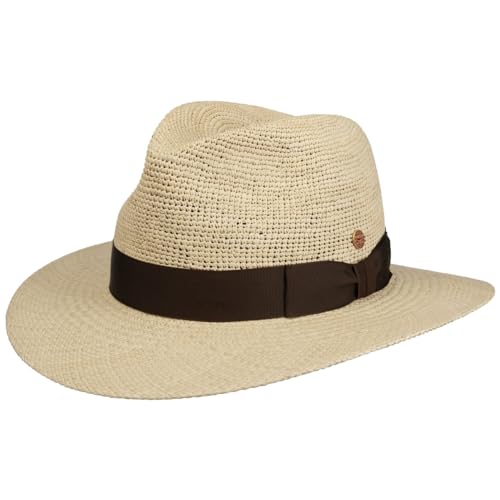 Mayser Ricardo Crochet Panamastrohhut Herren - Made in The EU Panamahut Strohhut Traveller mit Ripsband Frühling-Sommer - 58 cm Natur-braun von Mayser