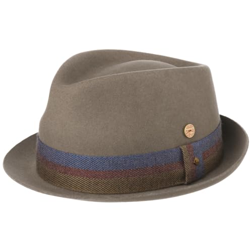Mayser Samu Soft Pork Pie Wollhut Wollfilzhut Filzhut Porkpie Pork-Pie-Hut Damen/Herren - Made in The EU Winter Frühling-Sommer Herbst-Winter - 59 cm Hellbraun von Mayser