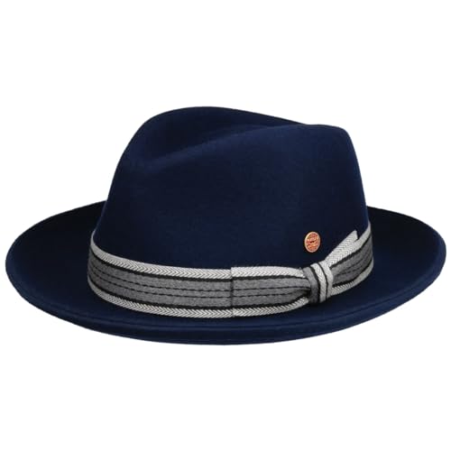 Mayser Samuel Fedora Wollfilzhut Wollhut Filzhut Fedorahut Damen/Herren - Made in The EU Frühling-Sommer Herbst-Winter - M (56-57 cm) blau von Mayser