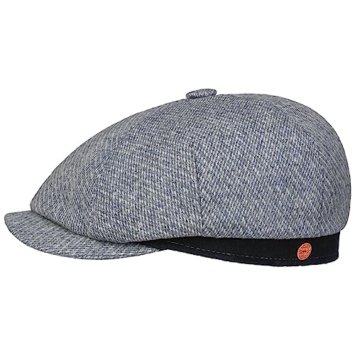 Mayser Seven Contrast Edge Flatcap Schirmmütze Ballonmütze Herren - Made in The EU mit Schirm, Futter, Futter Herbst-Winter - 58 cm blau von Mayser