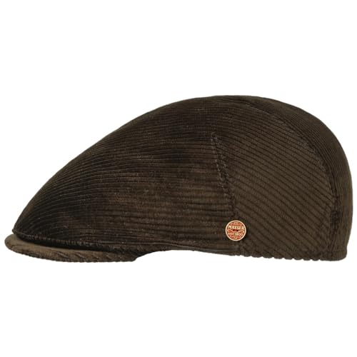 Mayser Sidney Cross Cord Flatcap Schirmmütze Schiebermütze Herren - Made in The EU mit Schirm, Futter Herbst Sommer Frühjahr Winter Frühling-Sommer Herbst-Winter - 59 cm Dunkelbraun von Mayser