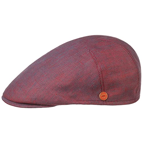 Mayser Sidney Leinen Flatcap Schirmmütze Schiebermütze Leinencap Herren - Made in The EU mit Schirm, Futter Frühling-Sommer - 58 cm rot von Mayser