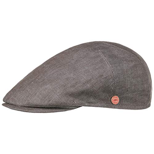 Mayser Sidney Leinen Flatcap Schirmmütze Schiebermütze Leinencap Herren - Made in The EU mit Schirm, Futter Sommer Frühling-Sommer - 62 cm braun von Mayser