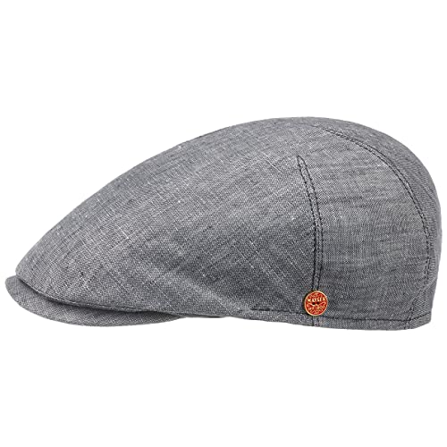 Mayser Sidney Leinen Flatcap Schirmmütze Schiebermütze Leinencap Herren - Made in The EU mit Schirm, Futter Sommer Frühling-Sommer - 57 cm grau von Mayser